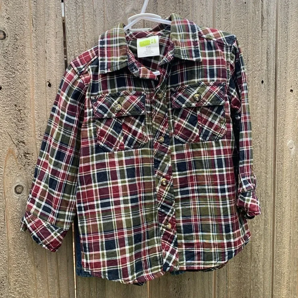 Take 50% OFF- Crazy 8 Blue Plaid and Blue Shorts Boys 2pcs, Size-2
